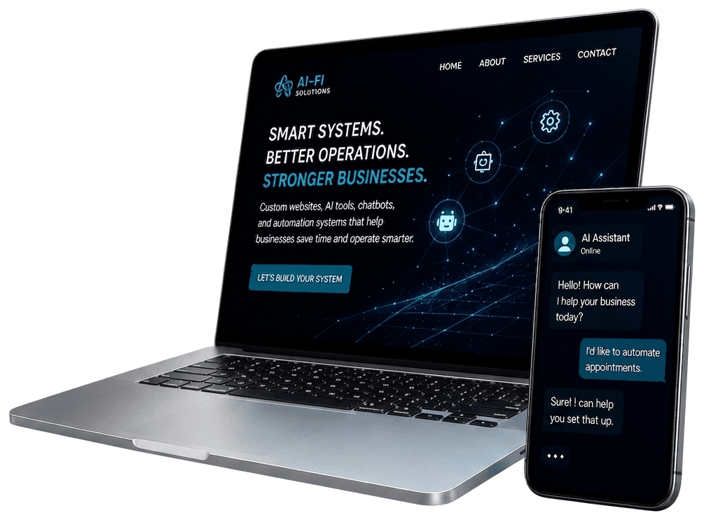 AI-Fi Solutions laptop and phone mockup